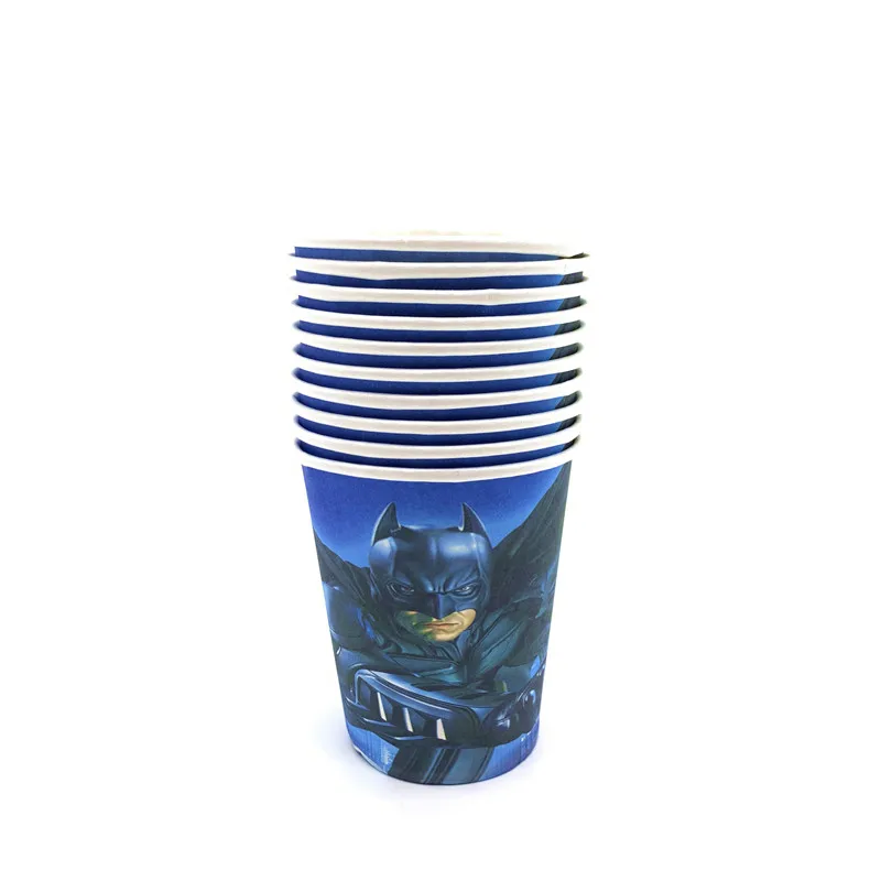 10pcs/lot Batman Theme Disposable Cartoon Cup Event Party Wedding Glass Family Party Cup Kid Boy Birthday Party Paper Cup Supply