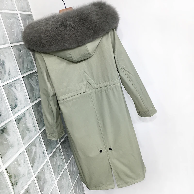 Plus Size Real Fur Coat Waterproof Parka Mujer Winter Jacket Women Natural Fox Fur Collar Liner Hood Thick Warm Outerwear Hat