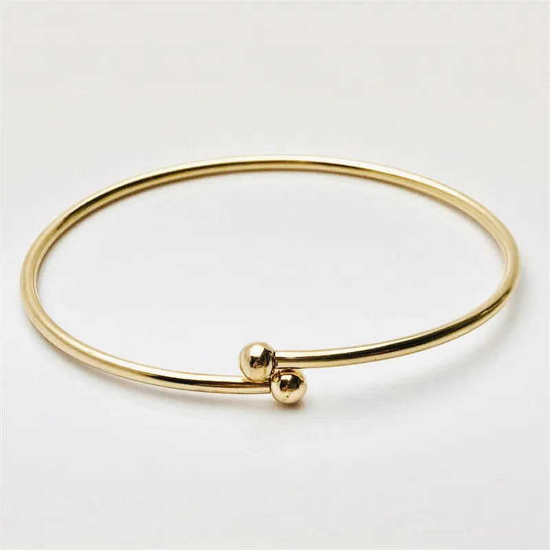 14K Gold Filled 7 Inch Flex Bangle 2.3mm Threaded Balls Bracelet Handmade Jewelry Boho Charms Bracelets DIY Jewelry Findings