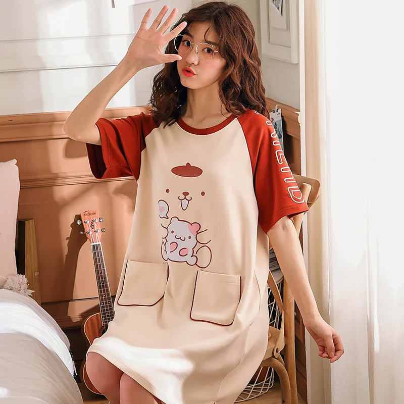 

2019 Summer New Style Short Sleeve Nightgown Women's 6535 Summer Students Loose-Fit-Base Tracksuit 817 #