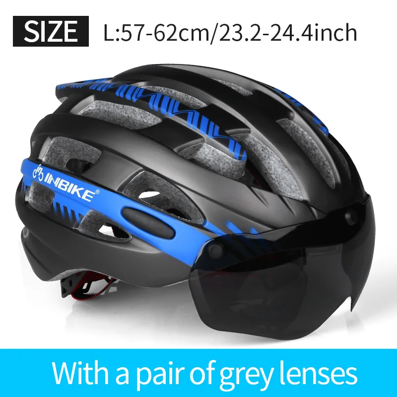 L blue 1 lenses INBIKE велосипедный шлем MTB велосипедные очки Helme Профессиональный Горный гоночный шлем Ciclismo для мужчин и женщин велосипедный в форме безопасной кепки - Цвет: L blue 1 lenses