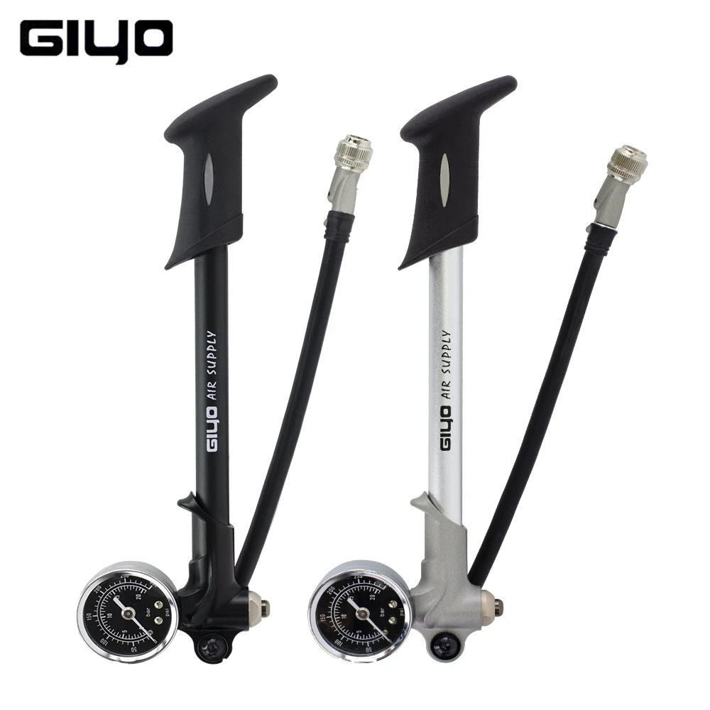 Giyo Foldable 300psi Highpressure Bike Air Shock Pump With Lever & Gauge For Fork & Rear