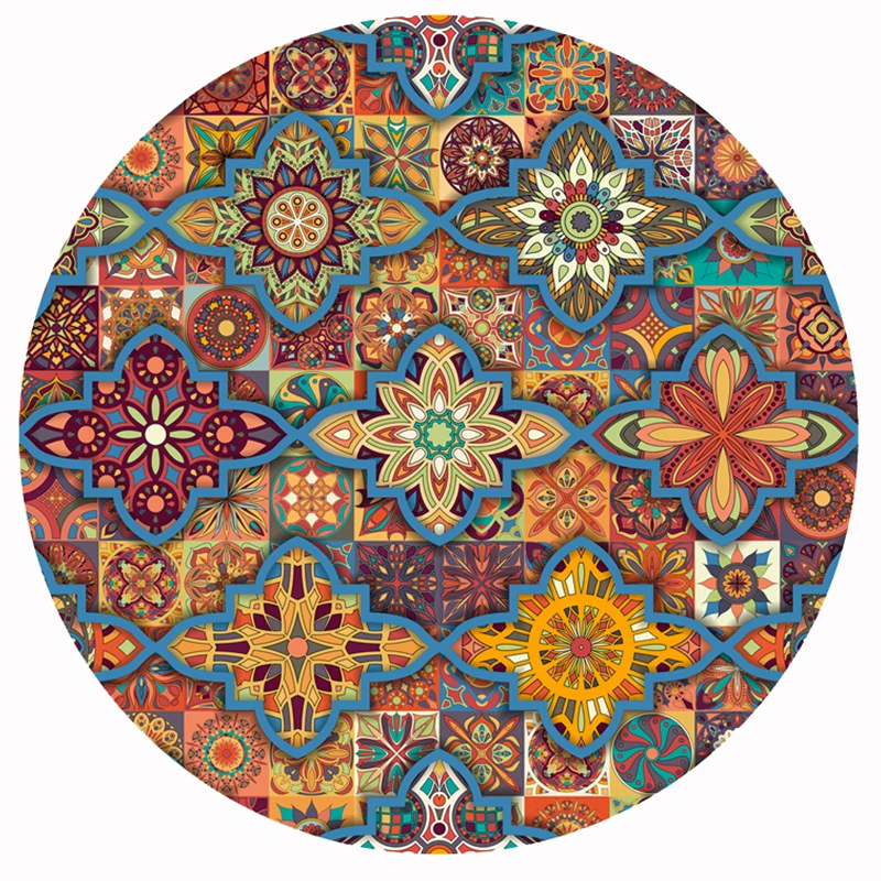 

New Boho Floor Mat Round Rugs And Carpets Mandala Yoga Mat Cloakroom Retro Ethnic Non-slip Round Carpet For Living Room