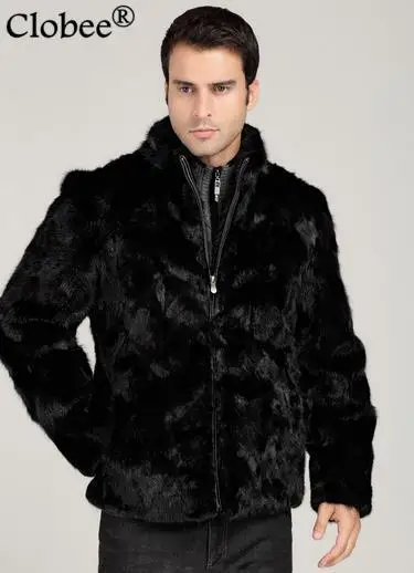 2020 Plus Size Male Faux Fur Outwear Jaqueta Masculina Winter Furry Thick Coat Black Collar Imatation Mink Overcoat D21 | Мужская одежда