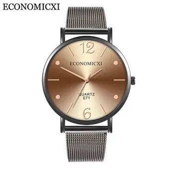 

Hot Selling Men's Wristwatch Quartz Analog Simple Watch Round Case with Mesh Strap Round Dial LL@17