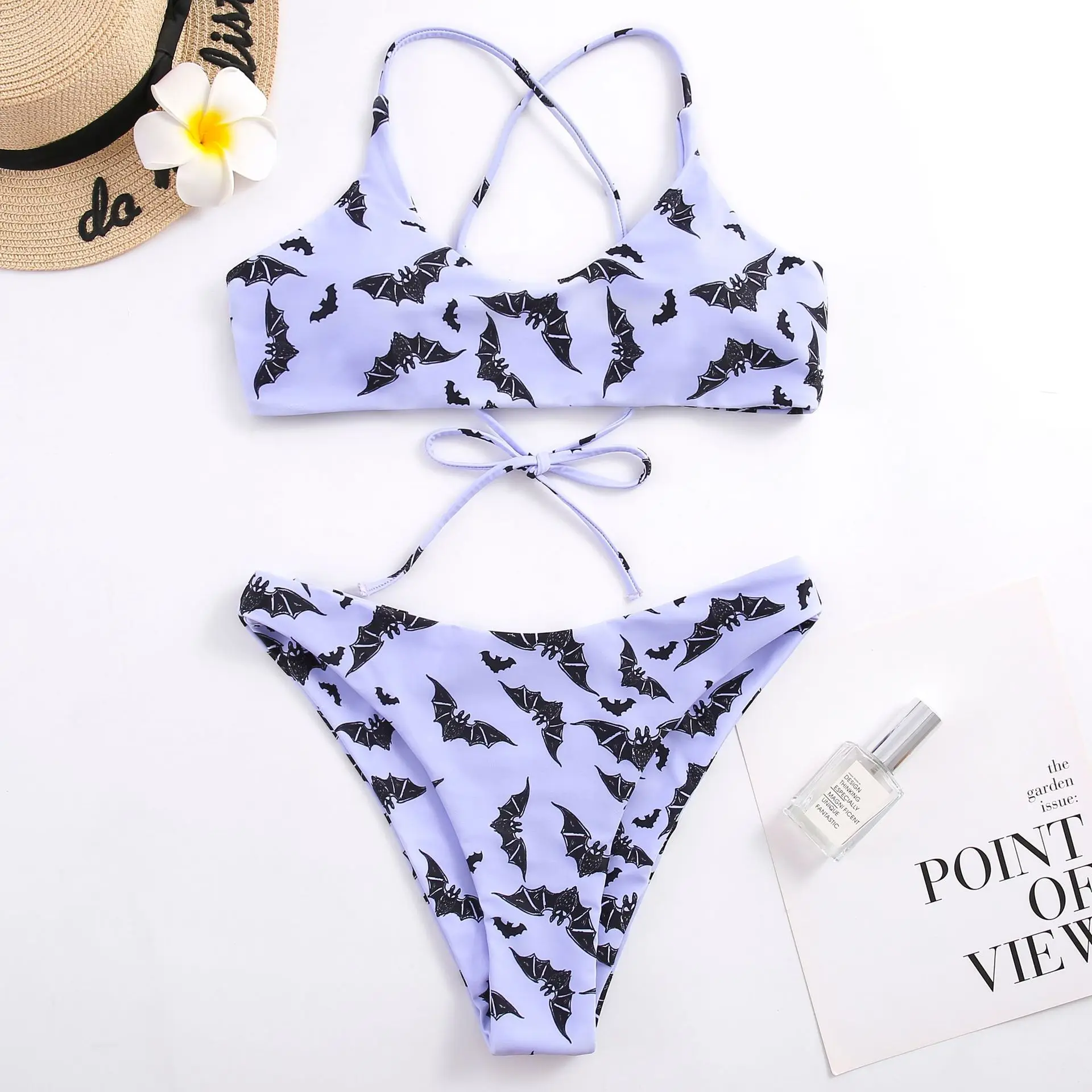 

Women swimsuit large size Leopard Print Jumpsuit Push-Up Beach Bikinis One Piece Swimwear Bat Print Sexy Women's Split Swimsuit