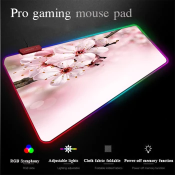 

Yuzuoan Custom LOGO Picture XL Mousepad Pink Cherry Blossom LED Lighting Backlight Carpet Pad Non-slip Thick Large RGB Mouse Pad