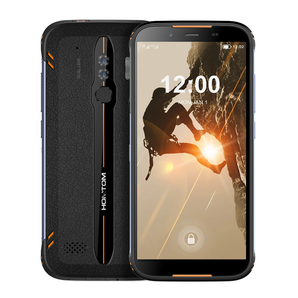 HOMTOM HT80 IP68 водонепроницаемый смартфон 4G LTE Android 10 5,5 дюймов 18:9 HD+ MT6737 NFC Беспроводная зарядка SOS мобильный телефон - Цвет: Black Orange