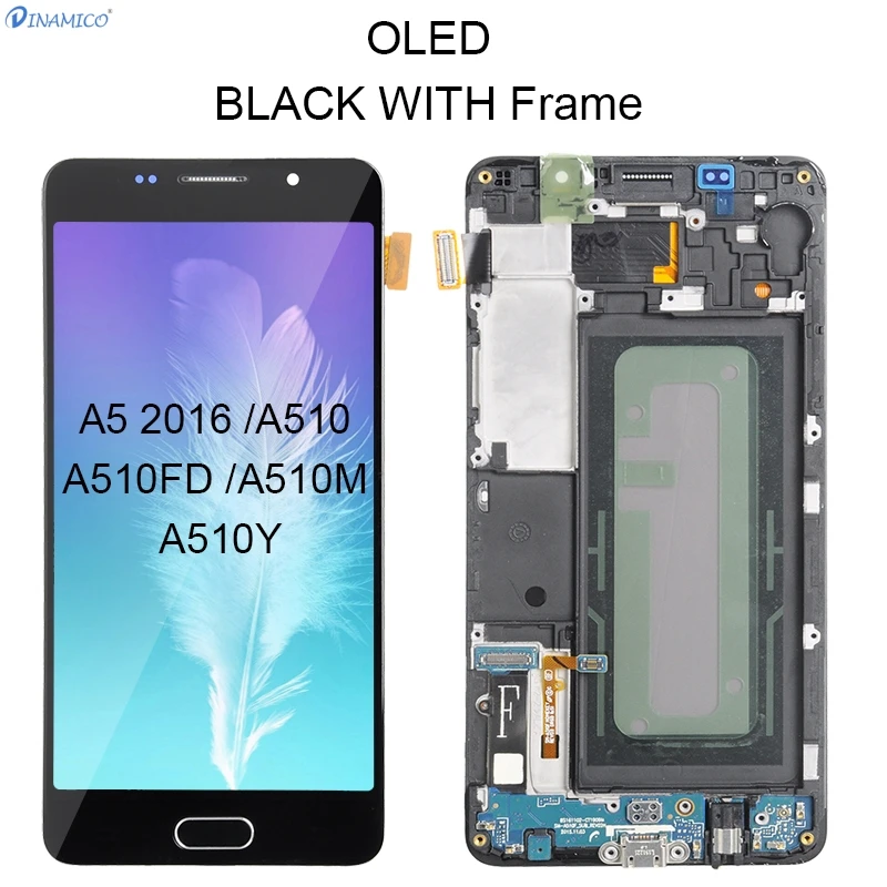 Dinamico Акция A5 ЖК-дисплей для samsung Galaxy A510 lcd A510F A510M A510Y дисплей кодирующий преобразователь сенсорного экрана в сборе - Цвет: OLED BL With Frame