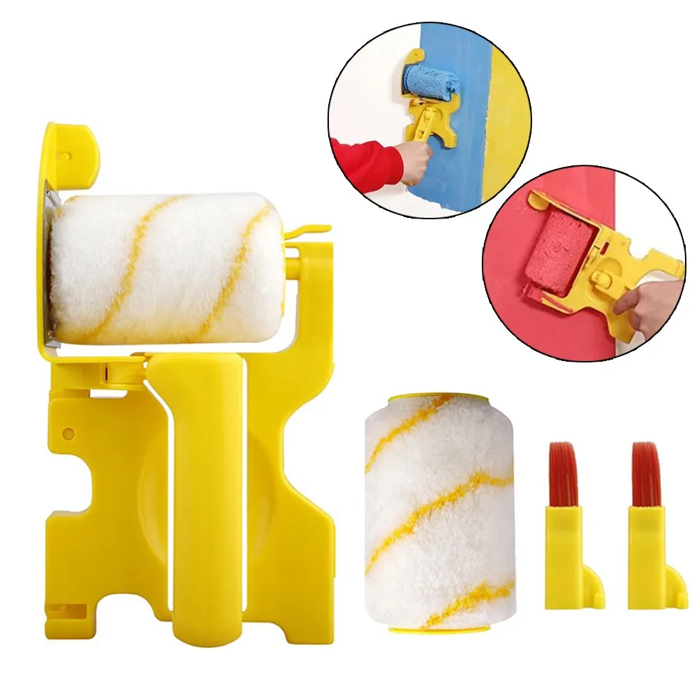 5pcs/set Multifunctional Clean-Cut Paint Edger Roller Brush Safe Tool For Wall Ceiling Yellow Hand-held Home Room Indoor Outdoor roller brushes