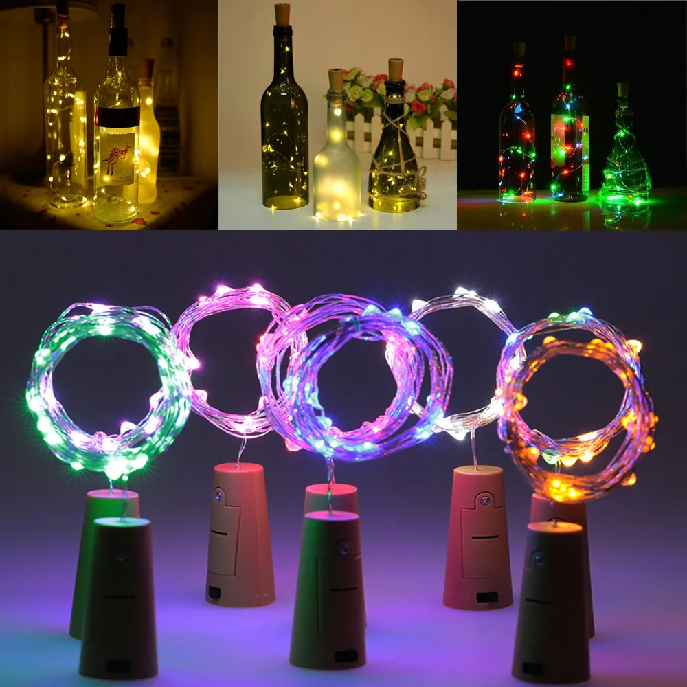 

10 20 30LEDs Garland Cork Shaped LED String Light Copper Wire String Holiday Outdoor Fairy Lights Christmas Wedding Decoration