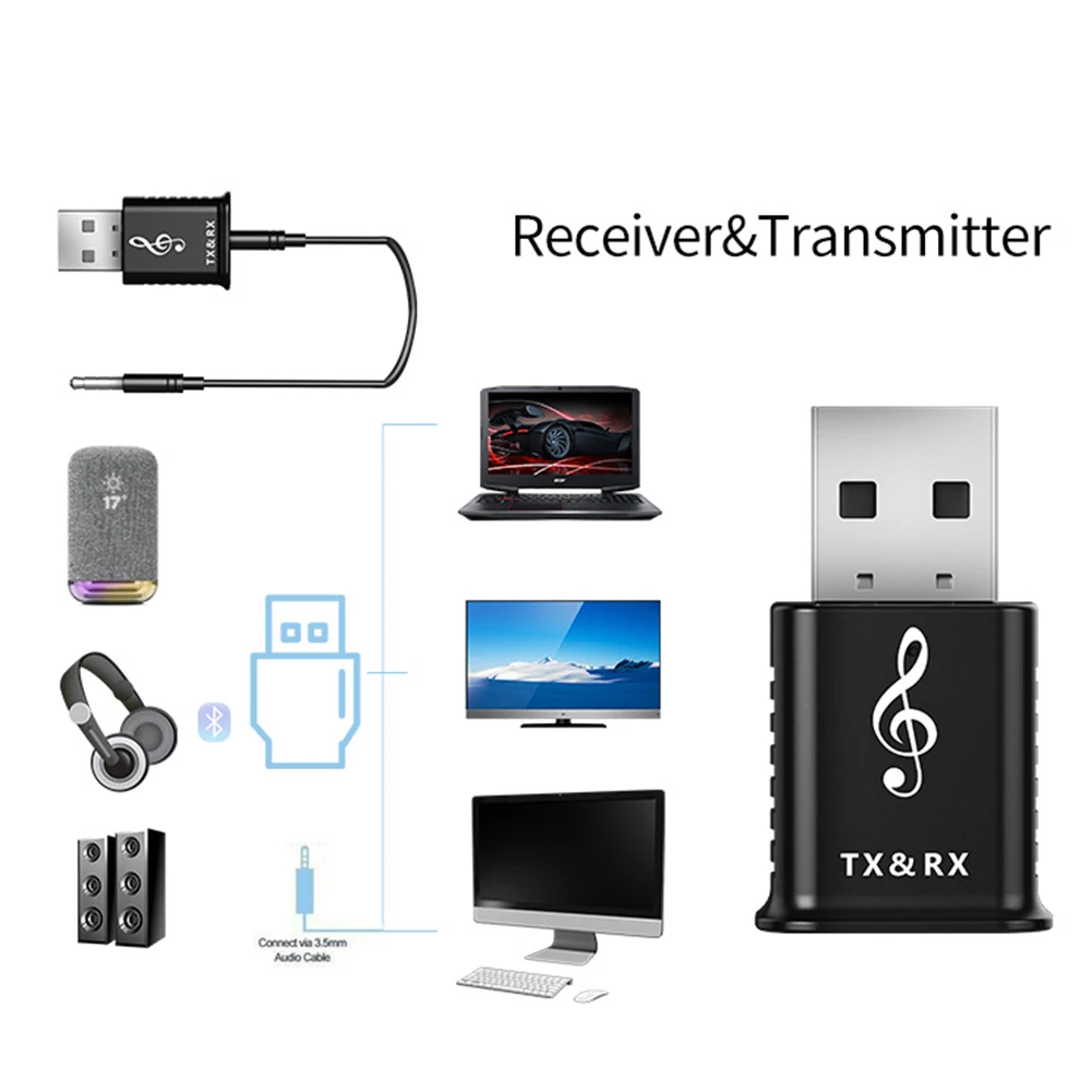 Для ТВ 2 в 1 Bluetooth передатчик приемник 3,5 мм Aux беспроводной прочный мини USB автомобильный черный адаптер портативный стерео аудио