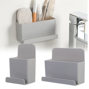 

S/M Wall Mounted TV Remote Control Organizer Adhesive Hanger Case Punch Free Storage Box Phone Plug Holder Sticky Container