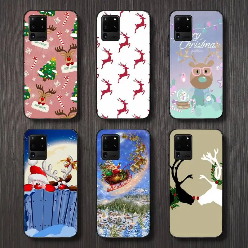 

Cute Christmas Elk Phone Case For Samsung galaxy S 7 8 9 10 20 edge A 6 10 20 30 50 51 70 note 10 plus