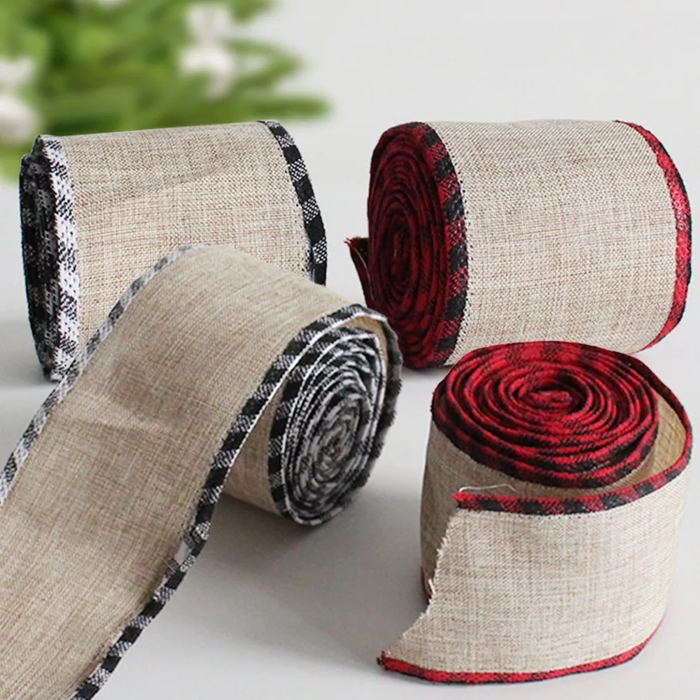 

Party Decoration Handmade Ribbon Gift Wrapping DIYribbon for bows trim 5M/Roll New year decoration ribbon Cloth iron wire ribbon