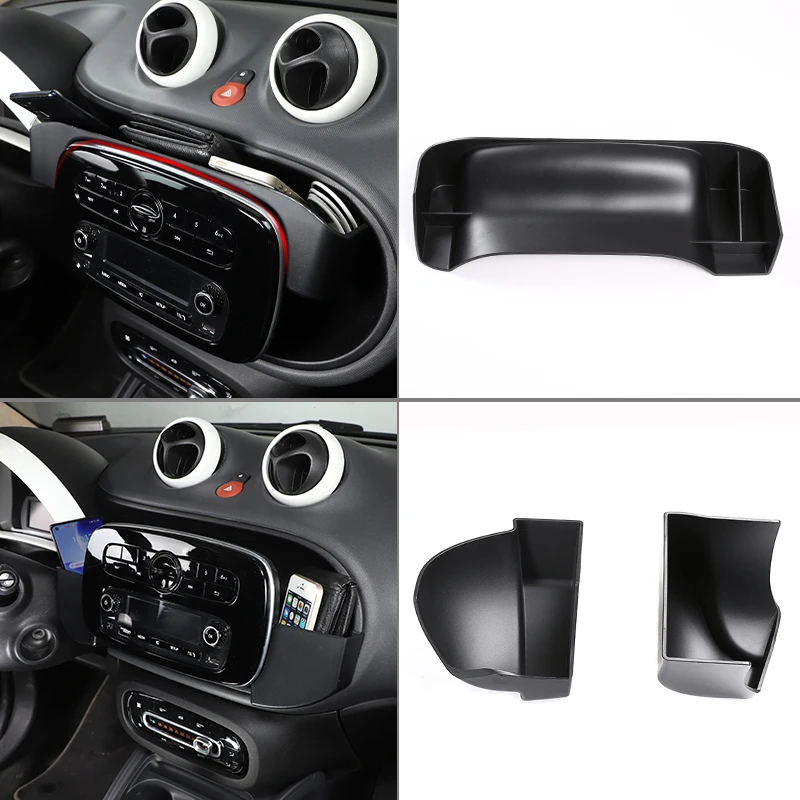 

Для Smart 453 Forfour Fortwo W453 2014-2021 ABS черный Автомобильный Центральный экран консоли коробка для хранения Органайзер телефонный лоток автомобильные аксессуары