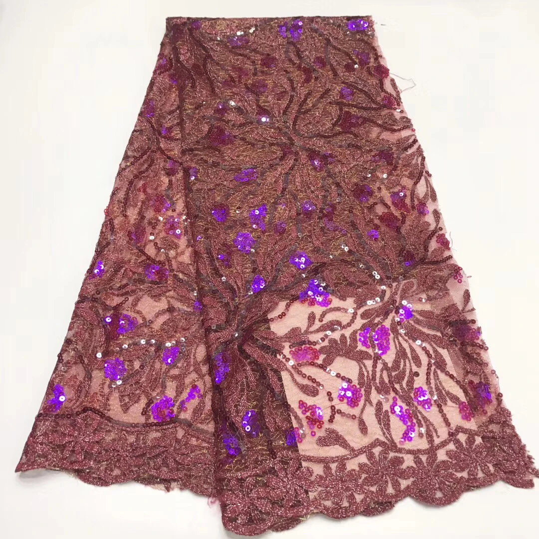 

African Lace Fabric 5 Yards 2022 High Quality Lace Tulle French Embroidered Mesh Lace Fabric Women's Dress J3490