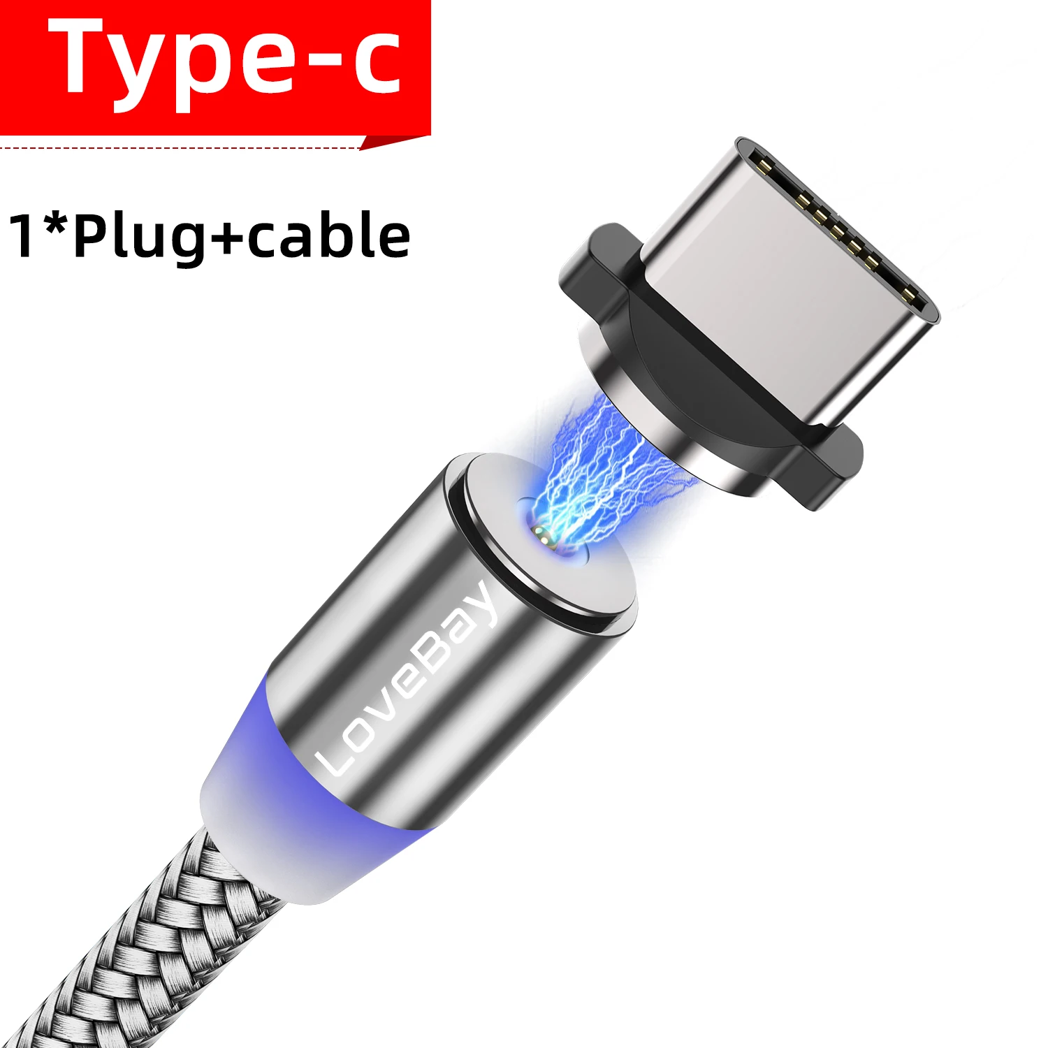 Lovebay чехол Магнитный USB кабель для быстрой зарядки для Iphone TYPE-C микро 0,5/1/2/3 м Магнит USB кабель для мобильного телефона Зарядка через usb шнур - Цвет: Gray for type-c