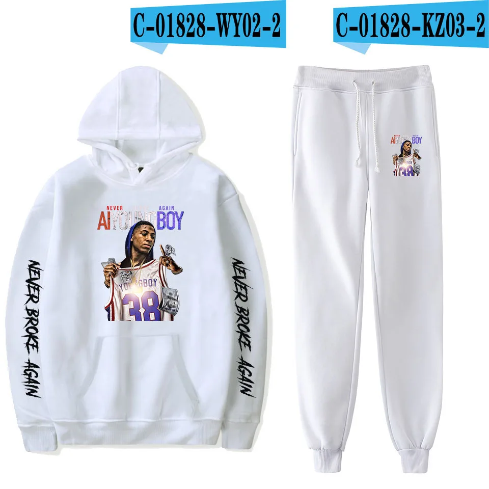 YoungBoy Never Broke agne, модные толстовки с капюшоном и длинными рукавами, 2 предмета, мужской/женский модный спортивный костюм, штаны, теплые толстовки в стиле хип-хоп - Цвет: As Picture