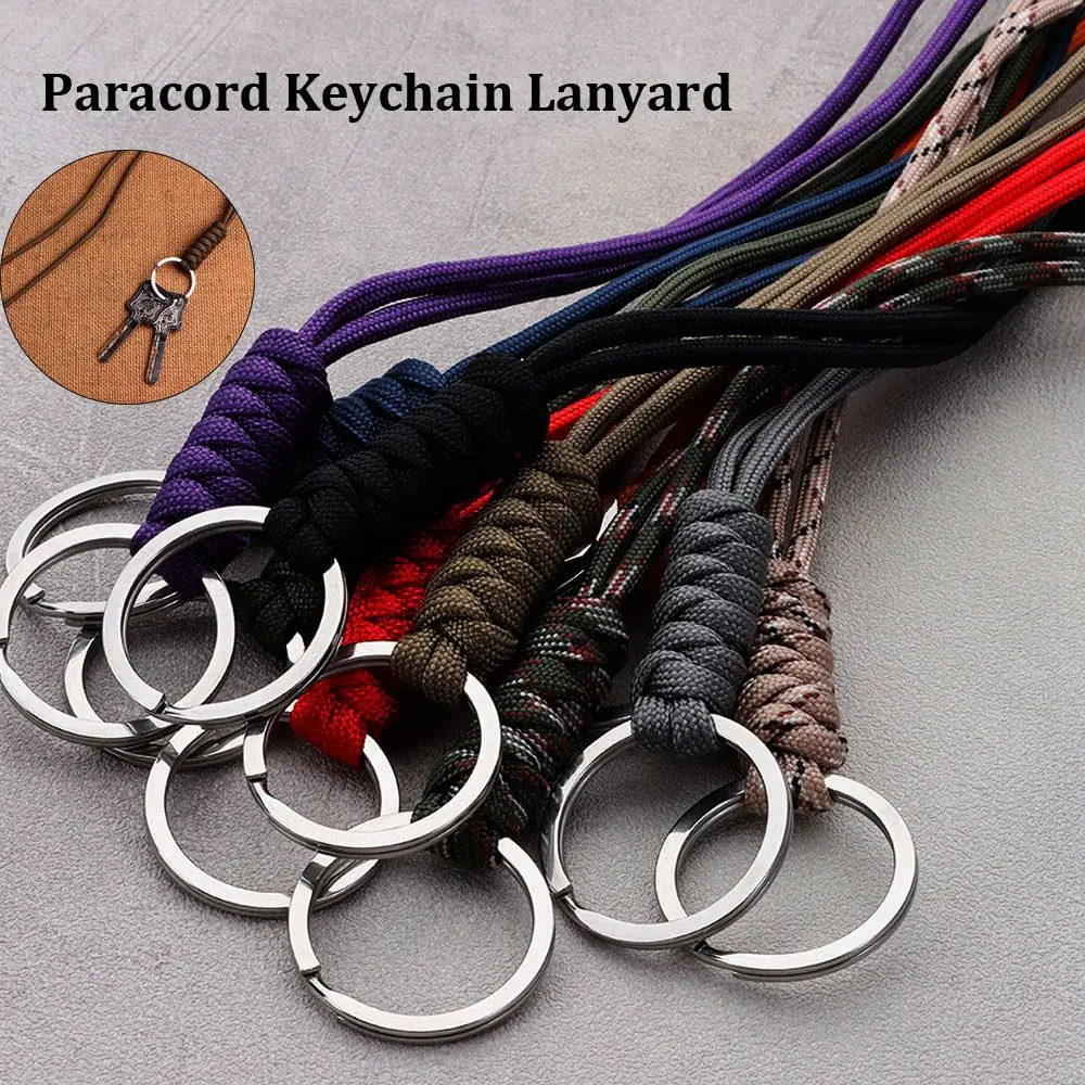 Self-Defense Paracord Keychain Parachute Cord Lanyard Round Buckle Key Ring 