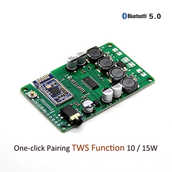 

TWS Two Box Bluetooth 5.0 Power Amplifier Board 2x15W / 10W Support AUX Audio Input Support Serial Port Change Name