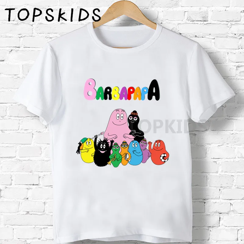 Детские футболки с принтом «Barbapapa» Забавные топы для маленьких мальчиков и девочек, детская летняя футболка с короткими рукавами HKP5162