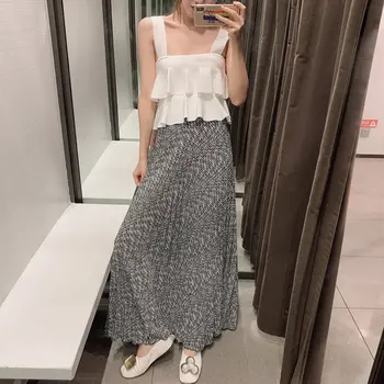 

Zebra Print Side Zipper Maxi Pleated Metallic Skirt Women Winter High Waist Floor Length Animal Patterns Formal Party Long Skirt