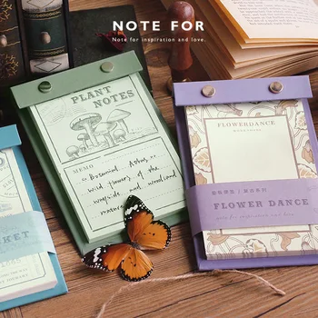 

60 Sheets Vintage Memo Sheet Tearable Pad Notes Diary Creative Bill Ticket Plant Writing Note Memo Pads School Office Supplies