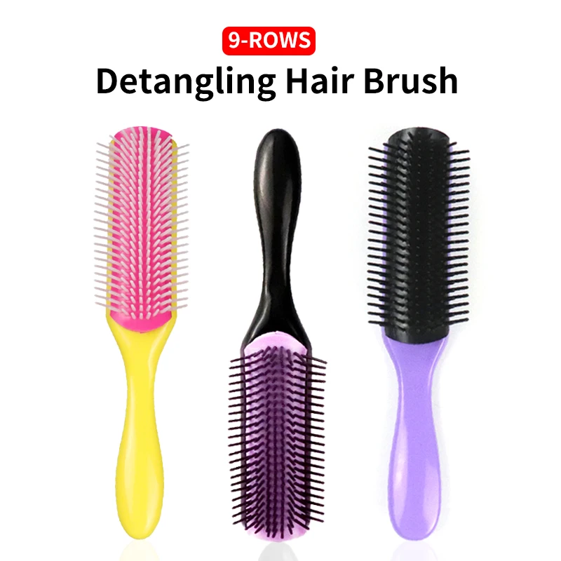 

Professional Salon 9-Rows Detangling Styling Comb Hair Brushes Dry Wet Straight Curly Hair Comb Scalp Massager Hairbrush