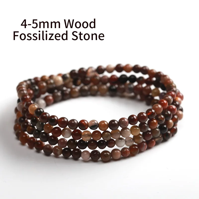 4-5mm wood fossil JD 4-5/6-7 мм натуральный деревянный окаменелый камень Бусины 3 слоя Будда браслет для женщин и мужчин ювелирные изделия ручной работы аксессуары - Окраска металла: 4-5mm wood fossil