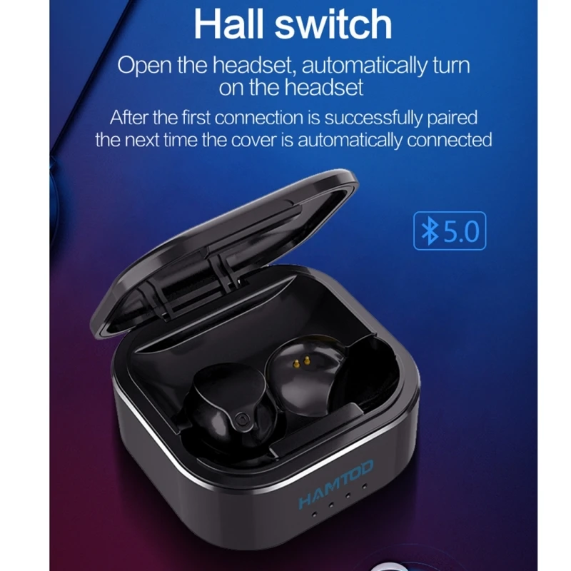HAMTOD V16 TWS Bluetooth наушники 5,0 Спорт Беспроводная bluetooth-гарнитура Поддержка HD вызова и Siri и зарядный ящик для iPhone/Xiaomi