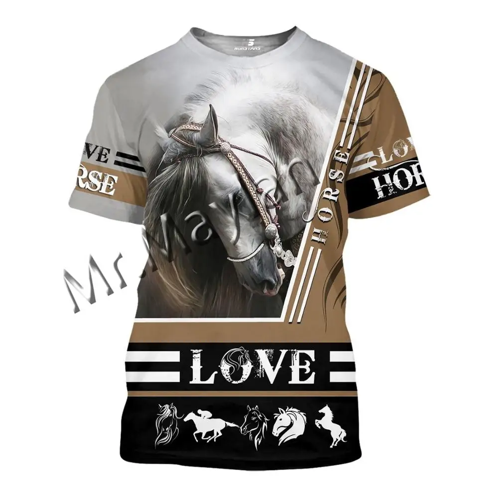 

May lan Strong Horse Art Colorful Fashion Men T-shirt 3D Print Streetwear / O-neck / T shirts / Men/Women Casual Harajuku S-21
