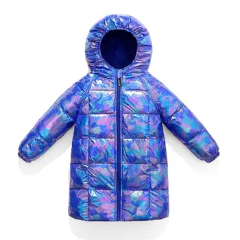 

Autumn Winter Children Down Jackets Korean Casual Clothes Boys Girls Thickened Medium Long Solid Color Jackets Kids Clothes