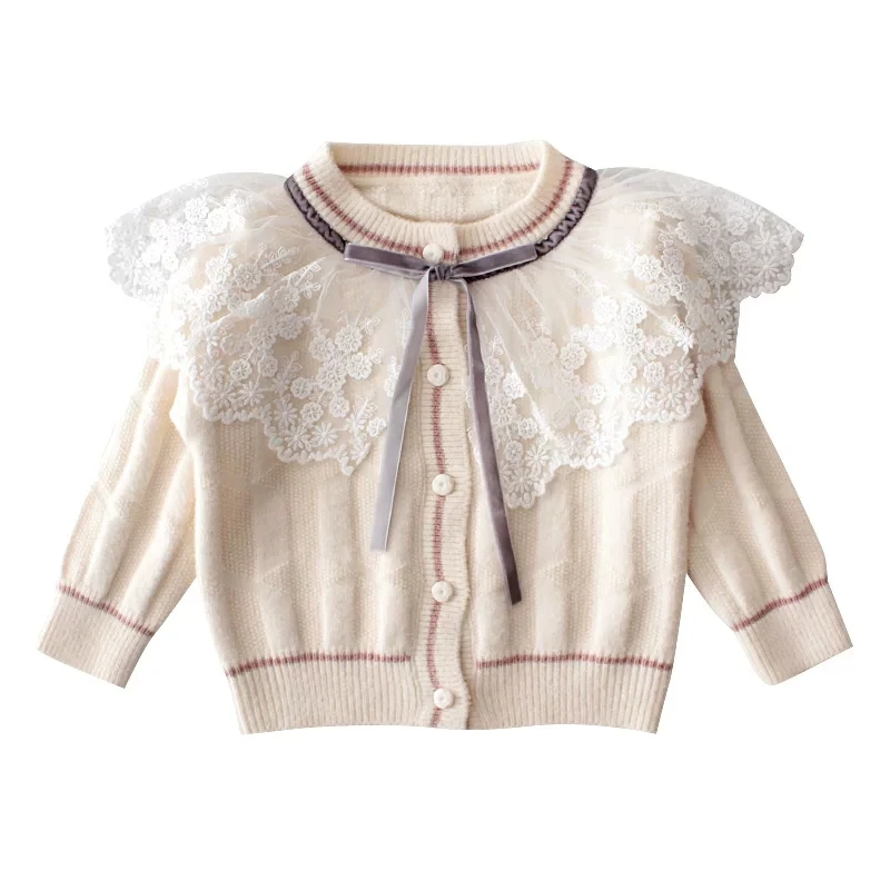 

Babyinstar Toddler Sweater Lace Collar Baby Girl Cardigan Bow Toddler Cardigan Baby Girl Sweater Crochet Pattern Kids Clothes