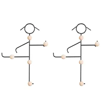 

2 pcs Coat and Hat Hook Racks Hanging Boy and Girl Shape Wall Mounted Metal Wall Decoration Hanger for Home