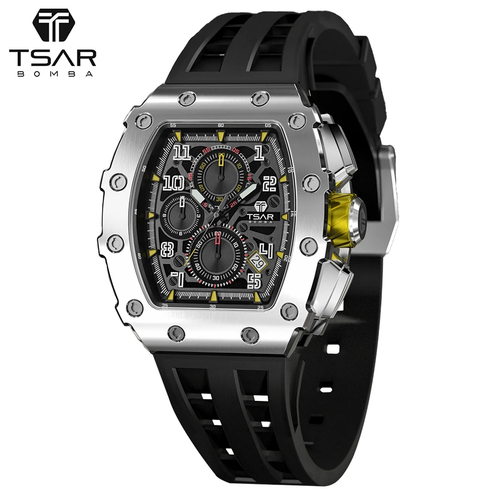 Tsar Bomba Jam Tangan Pria Merek Mewah Tonneau Desain 50m Jam Tangan Baja Tahan Karat Jam Tangan Olahraga Chronograph Bergaya Pria Quartz Jam Tangan Aliexpress