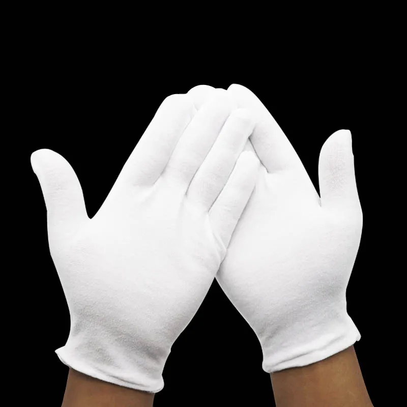 Белые рабочие перчатки, инспекционные хлопковые рабочие Высокие Стрейч-перчатки, тонкие ювелирные изделия, легкие этикеты перчатки