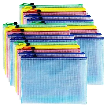 

20Pcs Zipper File Bags, PVC Document Bag Zipper Folders Document Pouch Receipts Organizer for Office School Home Travel