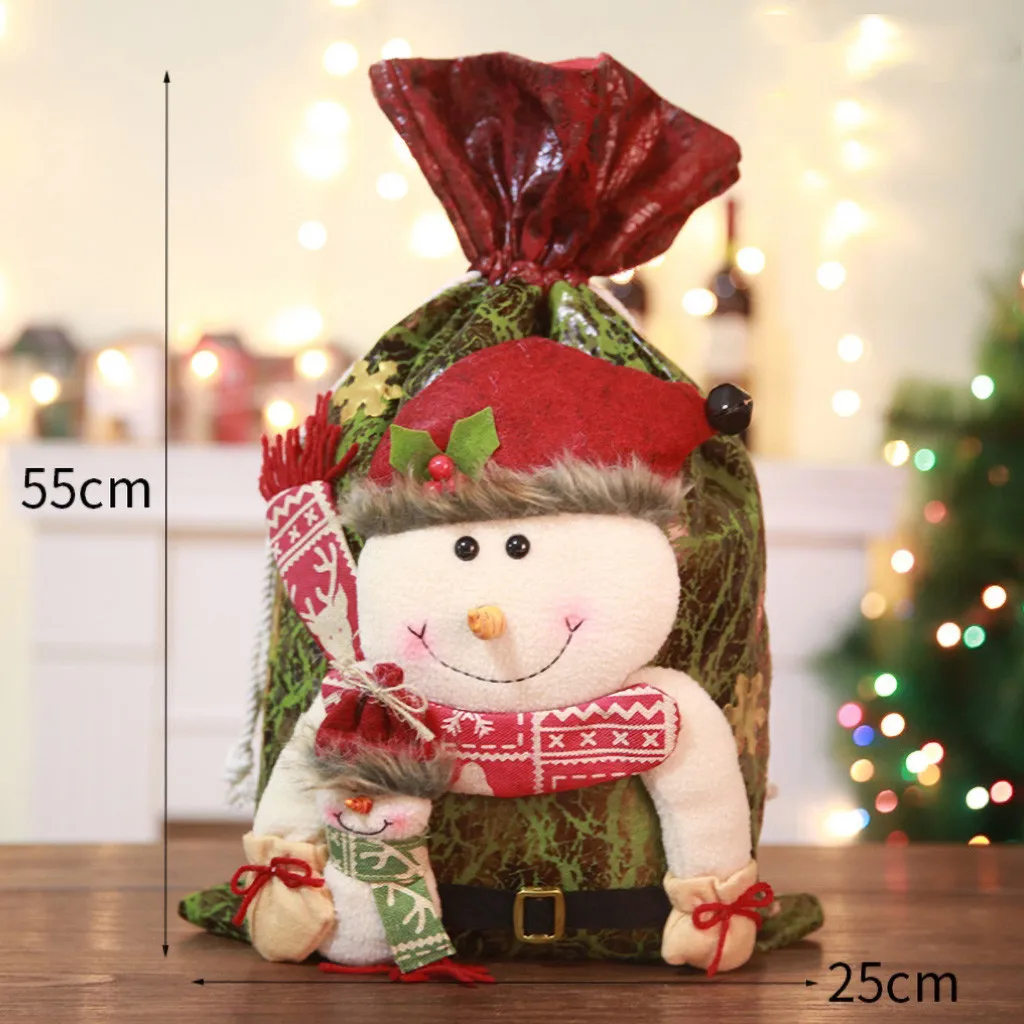 Рождественская Холщовая Сумка украшение для дома мультфильм снеговик мешок с кулиской с принтом Рождественская вечеринка для детей