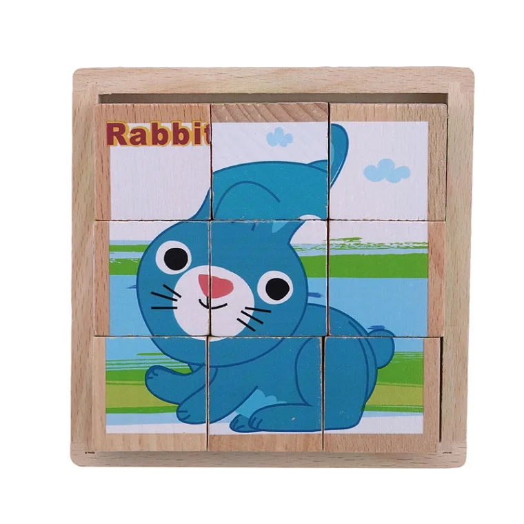Forest animals 9 шт./компл. детские деревянные мультфильм животных 3D стерео головоломки Игрушки для раннего обучения обучающие игрушки для детей игра Детские Веселые 3-6 лет - Цвет: Forest animals