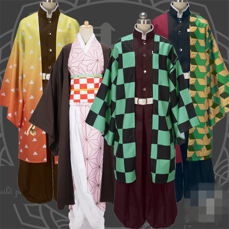Demon Slayer Tanjirou Nezuko Zenitsu Giyuu Shinobu Mitsuri Muichirou Obanai Muzan; костюм для косплея; одежда для всех мужчин; Кимоно