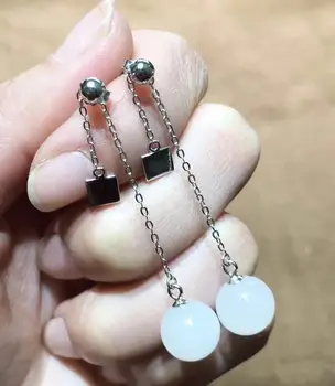 

s925 Silver and Tian Baiyu 10 x 10 mm sterling silver earrings