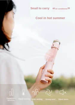 

4 in 1 New Fan Nano Spray Facial Hydration Instrument Portable Body Nebulizer Steamer Skin Care 30Ml Pink Antlers Face Spray