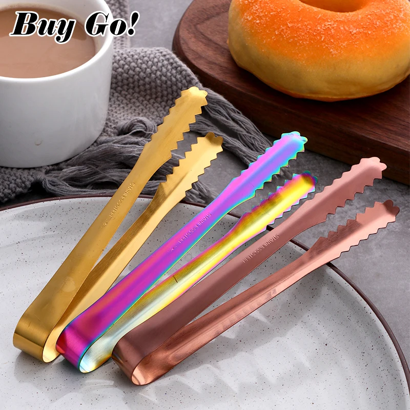 Small Mini Stainless Steel Sugar Tongs Ice Bar Buffet Kitchen Spoon Food Ice Clamp Coffee Tool Kitchen Barbecue BBQ Clip 2/6PCS food tongs