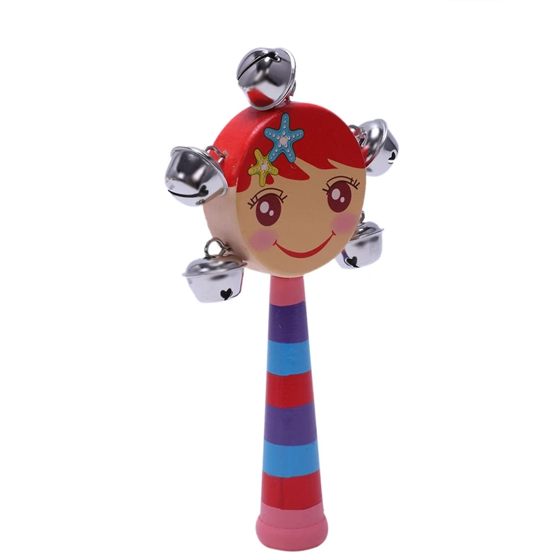 1 шт. Детские радужные деревянные ручки колокольчик Jingle stick шейкер погремушка игрушки