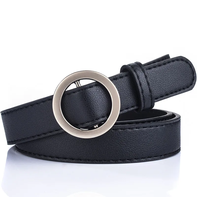 

Women's High Quality Casual Fashion Needle-Free Round Hole Alloy Buckle PU Leather Belt Clothing Intimate Accessories For Dress