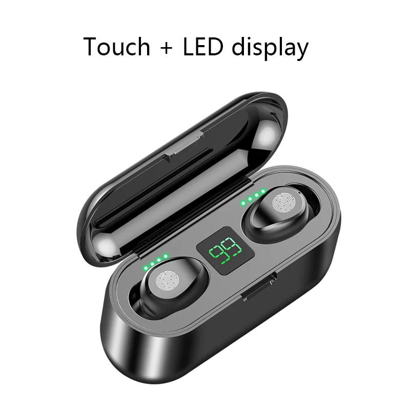 TWS 5,0, беспроводные Bluetooth наушники, отпечаток пальца, сенсорные, стерео, басовые наушники, Airdots, спортивные наушники с зарядным устройством для iPhone - Цвет: With power display