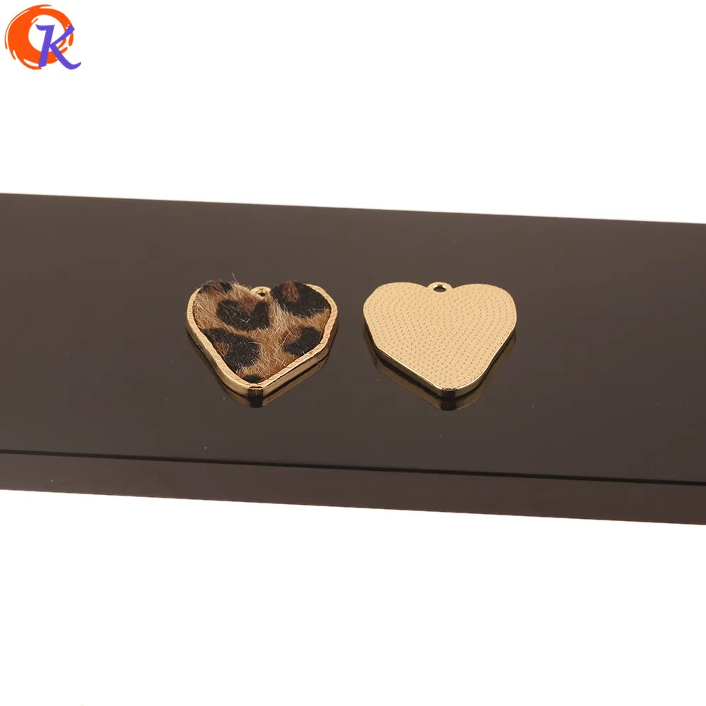 Сердечный Дизайн 50 шт 25*32 мм ювелирные аксессуары/DIY Изготовление/амулеты/форма сердца/леопардовый принт эффект/ручная работа/застежки для сережек