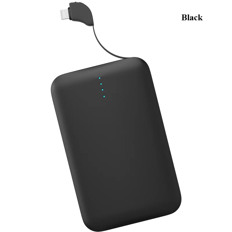 10000mAh Black Nohon ультра тонкий 8 мм Внешний аккумулятор с кабелем 10000 мА/ч для iPhone huawei Xiaomi samsung usb type-C портативный зарядный мини внешний аккумулятор - Цвет: 10000mAh Black