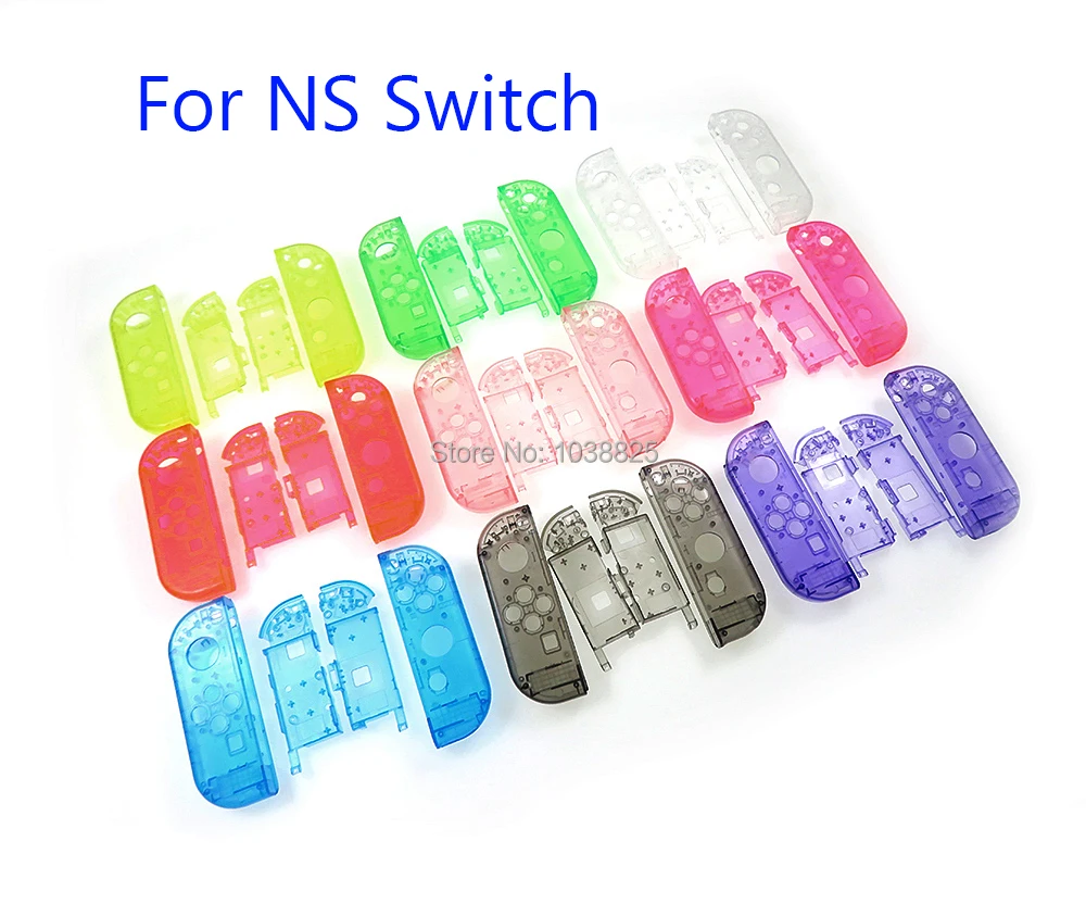 

10sets Clear Transparent Gamepad housing for Switch NS Joy-Con Housing Shell Case Left Right joycon cover middle frame cover